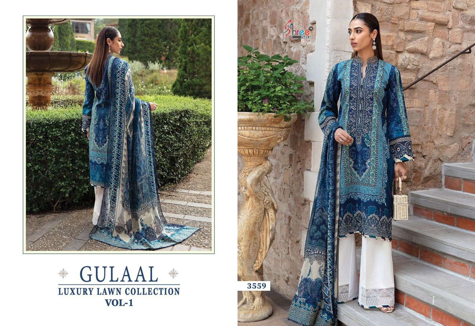 Shree Gulaal Luxury Lawn Vol 1 Cotton Dupatta Pakistani Suit Wholesale catalog