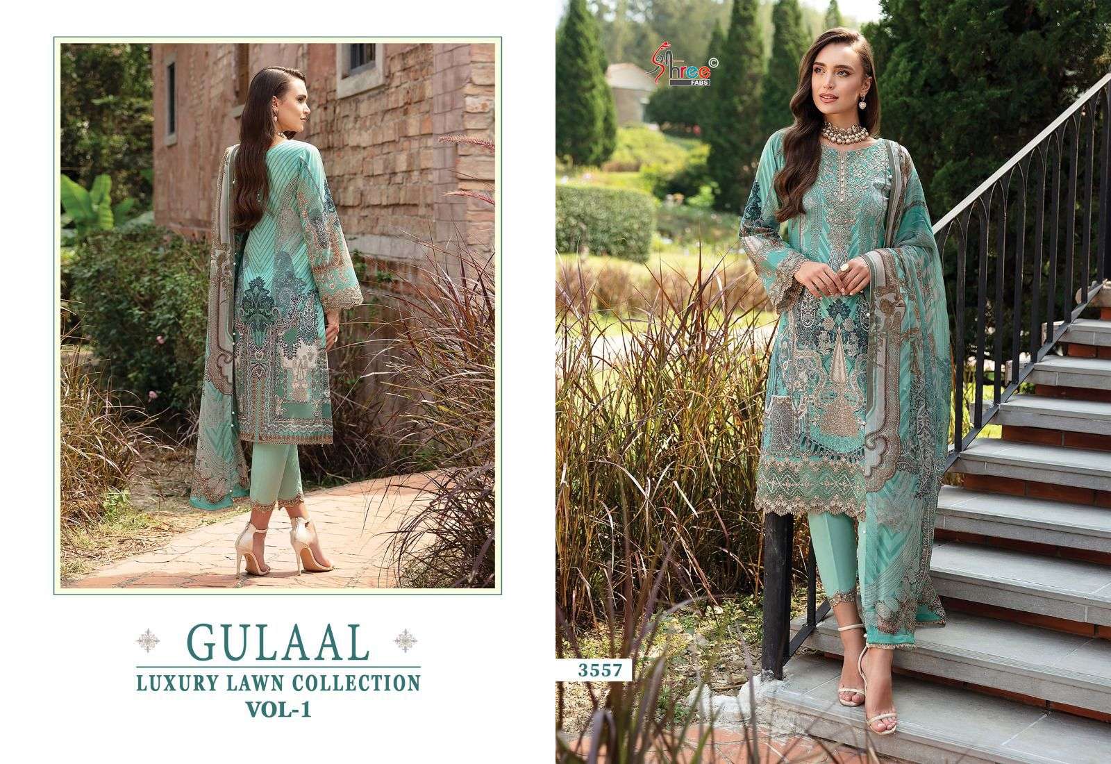 Shree Gulaal Luxury Lawn Vol 1 Cotton Dupatta Pakistani Suit Wholesale catalog