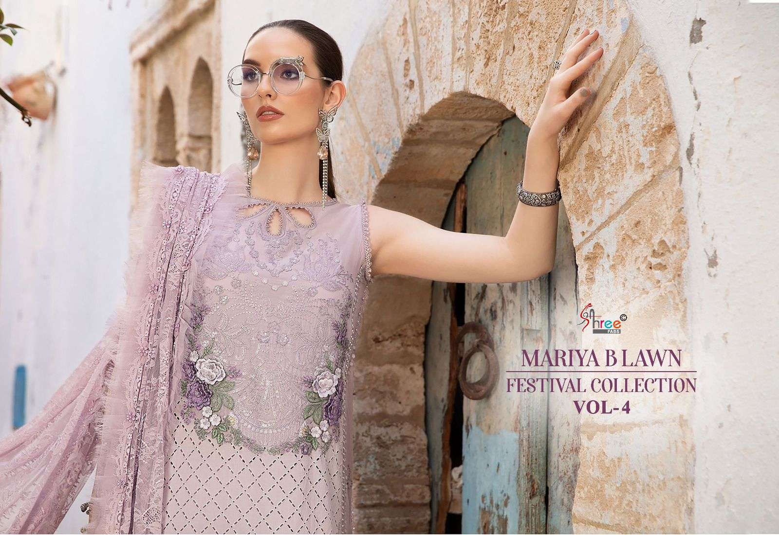 Shree Mariya B Lawn Festival Vol 4 Chiffon Dupatta Pakistani Suits Wholesale catalog