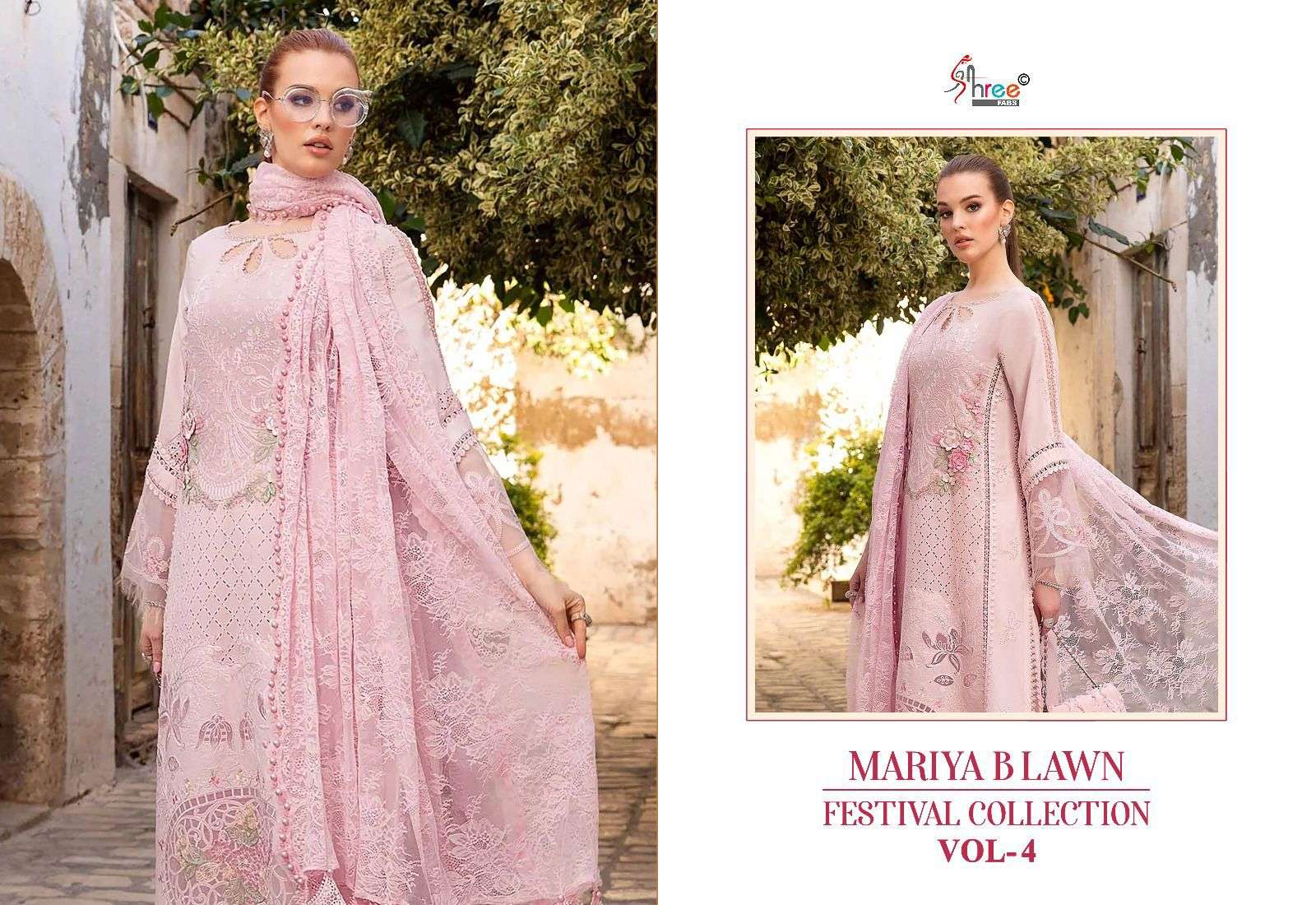 Shree Mariya B Lawn Festival Vol 4 Chiffon Dupatta Pakistani Suits Wholesale catalog