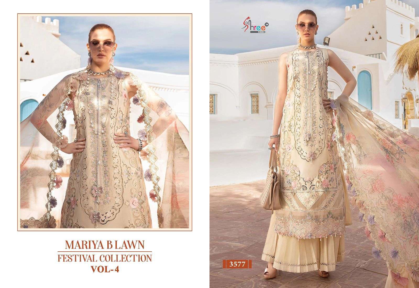 Shree Mariya B Lawn Festival Vol 4 Chiffon Dupatta Pakistani Suits Wholesale catalog