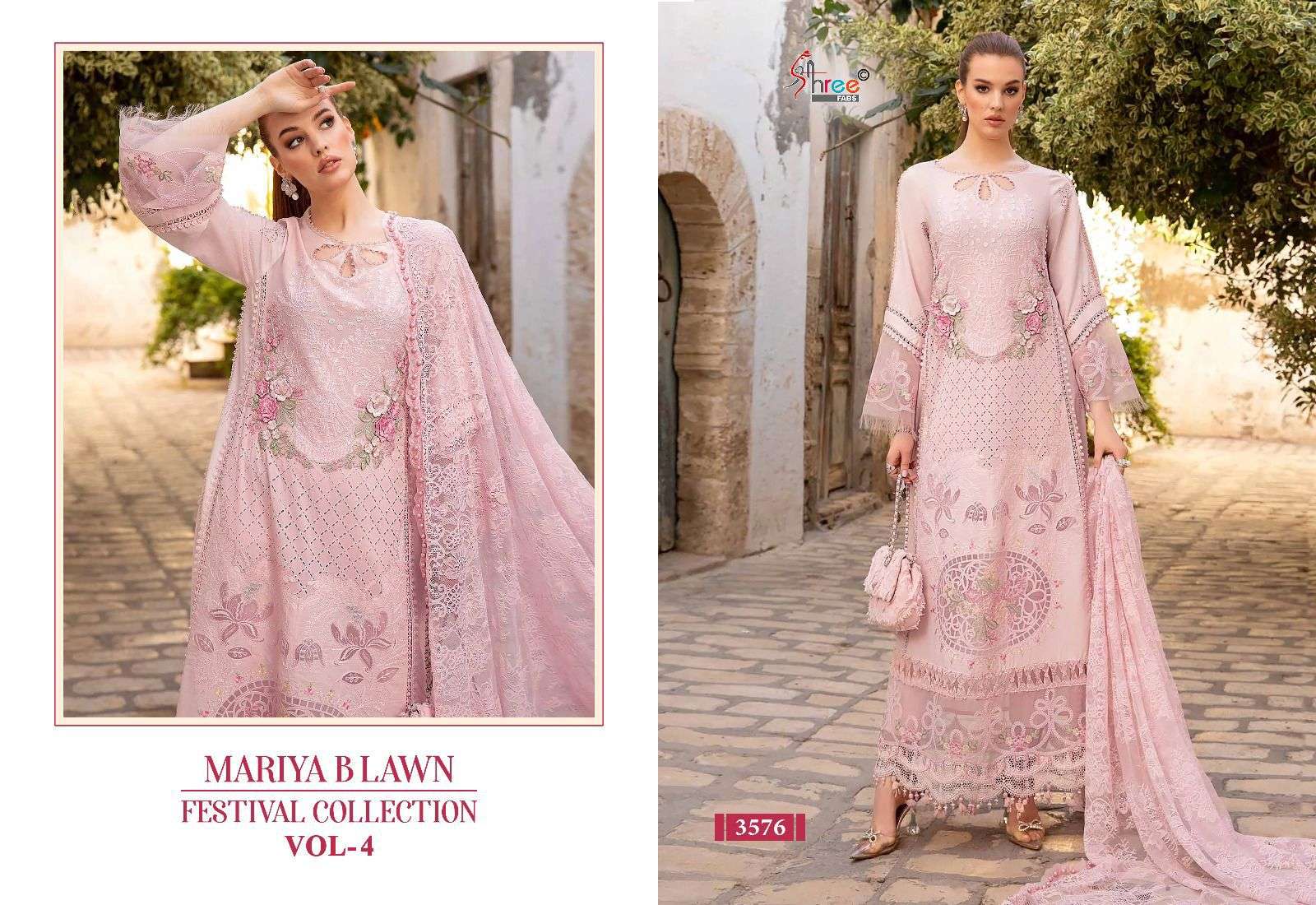 Shree Mariya B Lawn Festival Vol 4 Chiffon Dupatta Pakistani Suits Wholesale catalog