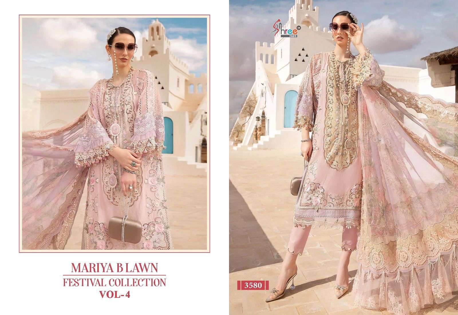 Shree Mariya B Lawn Festival Vol 4 Chiffon Dupatta Pakistani Suits Wholesale catalog