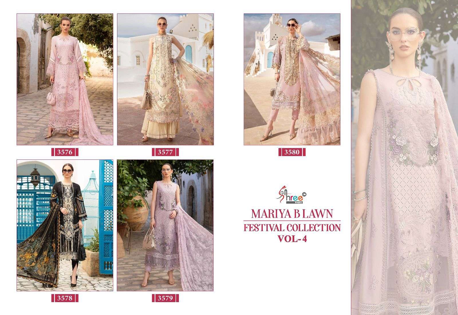 Shree Mariya B Lawn Festival Vol 4 Cotton Dupatta Pakistani Suits Wholesale catalog