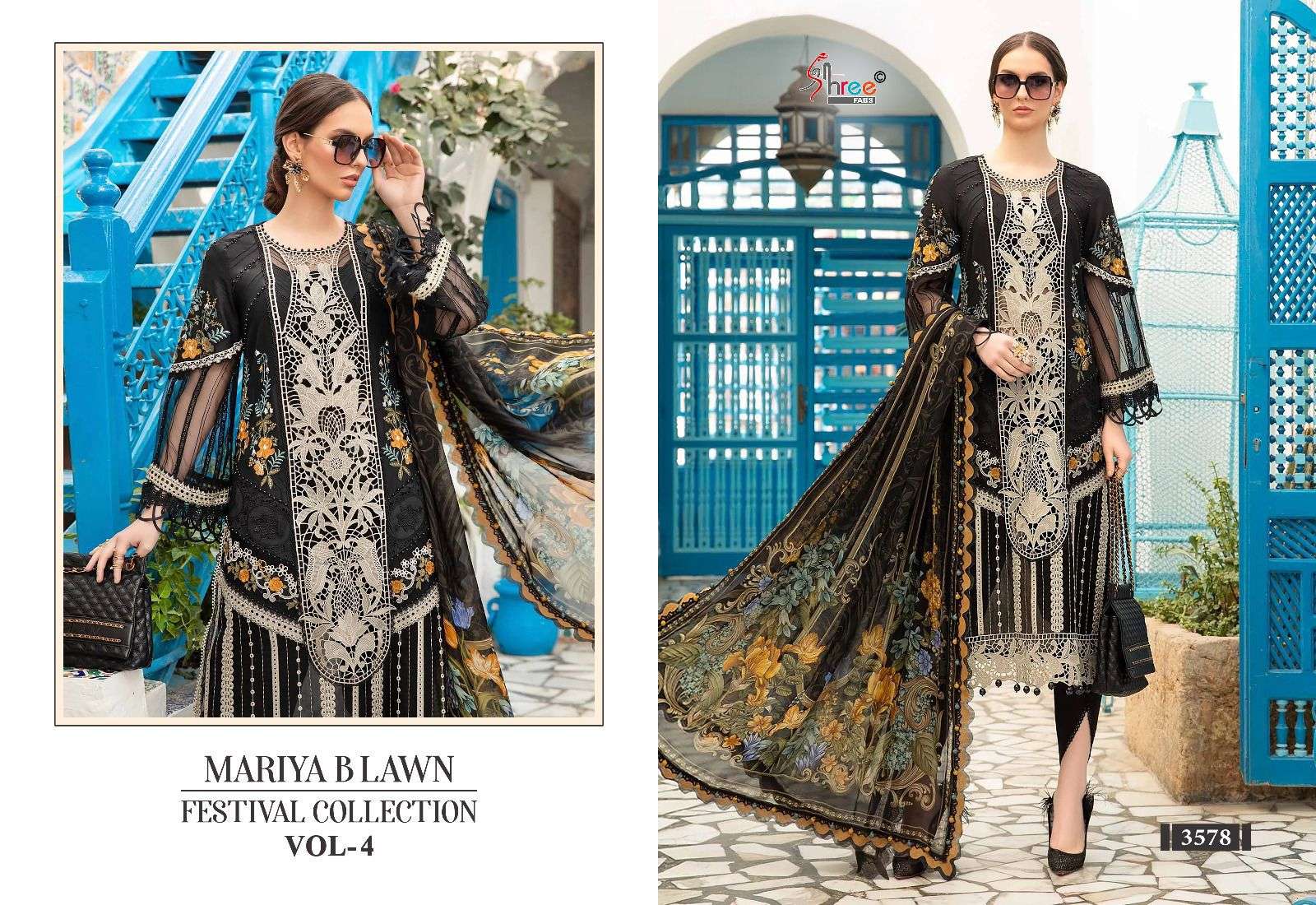 Shree Mariya B Lawn Festival Vol 4 Cotton Dupatta Pakistani Suits Wholesale catalog