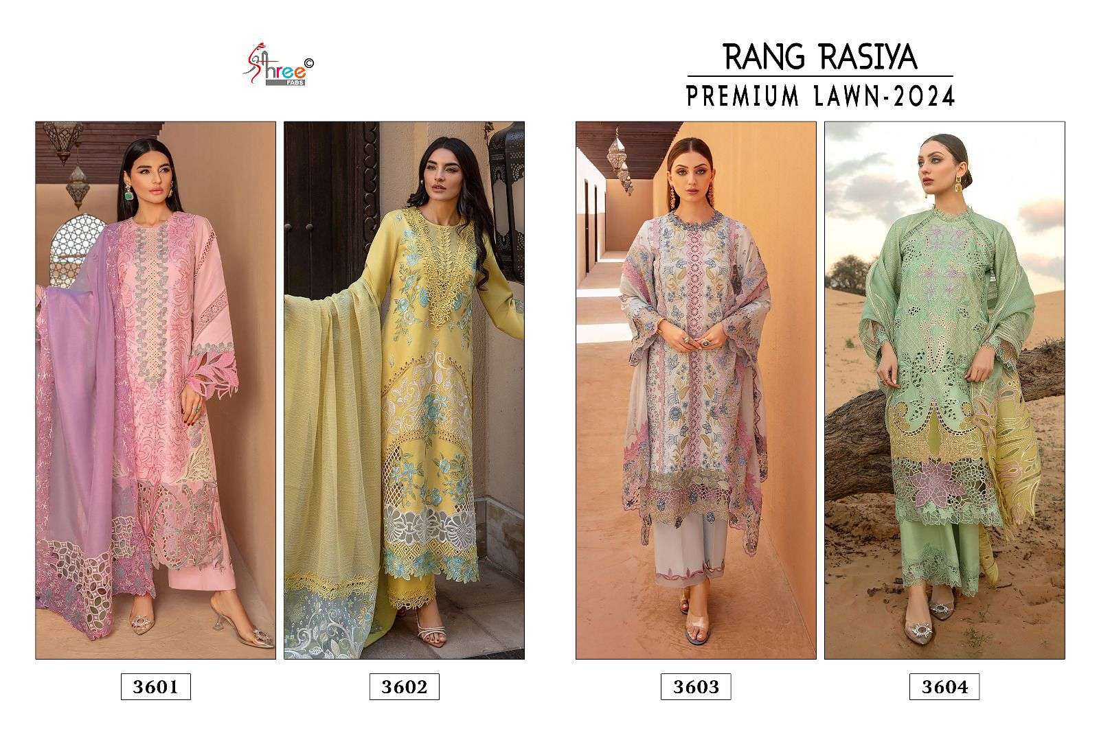 Shree Rang Rasiya Premium Lawn 2024 Pakistani Suits Wholesale catalog