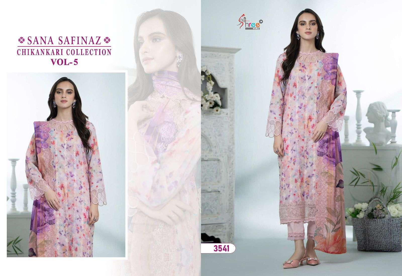 Shree Sana Safinaz Chikankari Vol 5 Cotton Dupatta Salwar Suit Wholesale catalog
