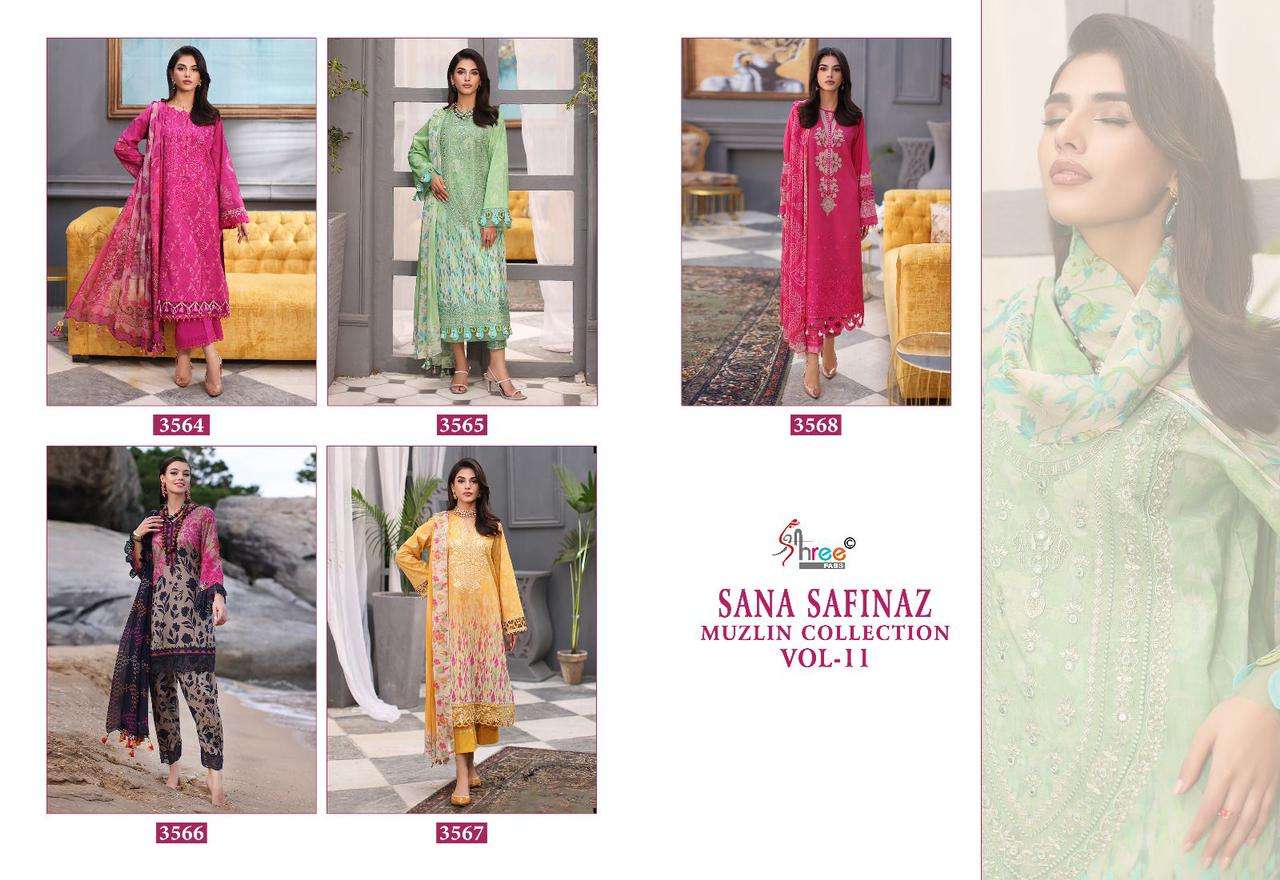 Shree Sana Safinaz Muzlin Vol 11 Cotton Dupatta Pakistani Suits Wholesale catalog