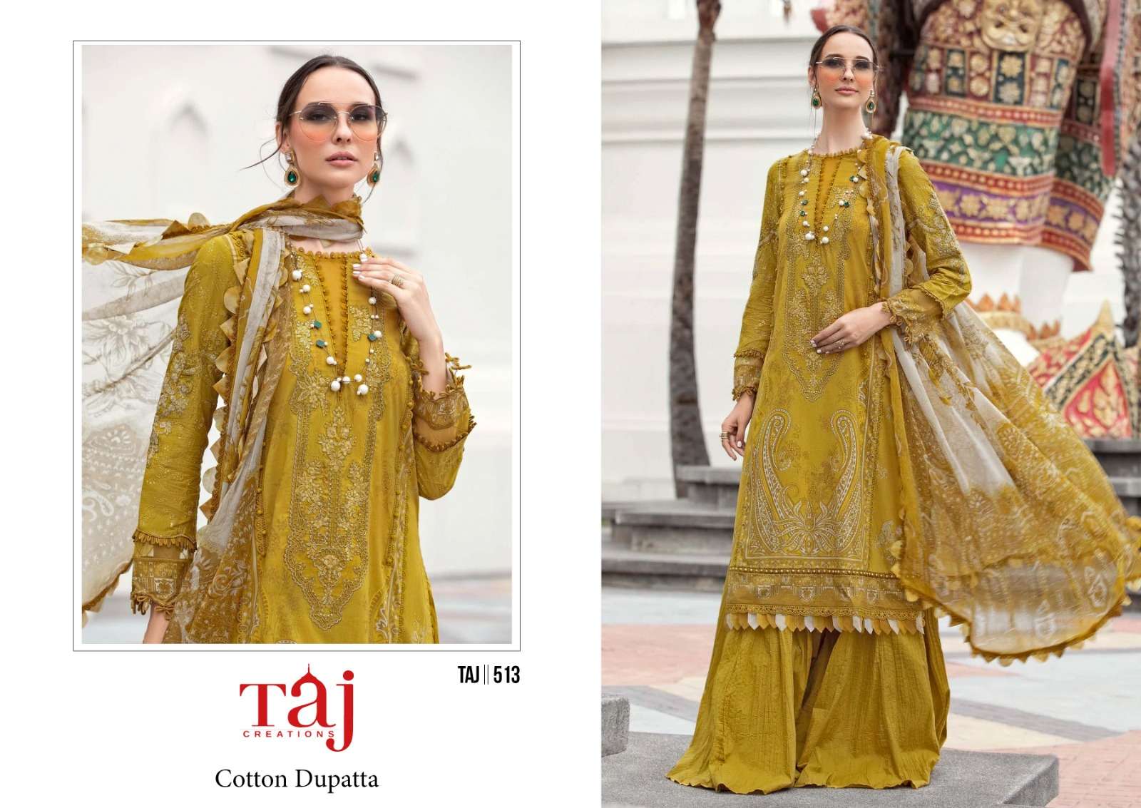Taj 513 Cotton Dupatta Hit Salwar Kameez Wholesale catalog