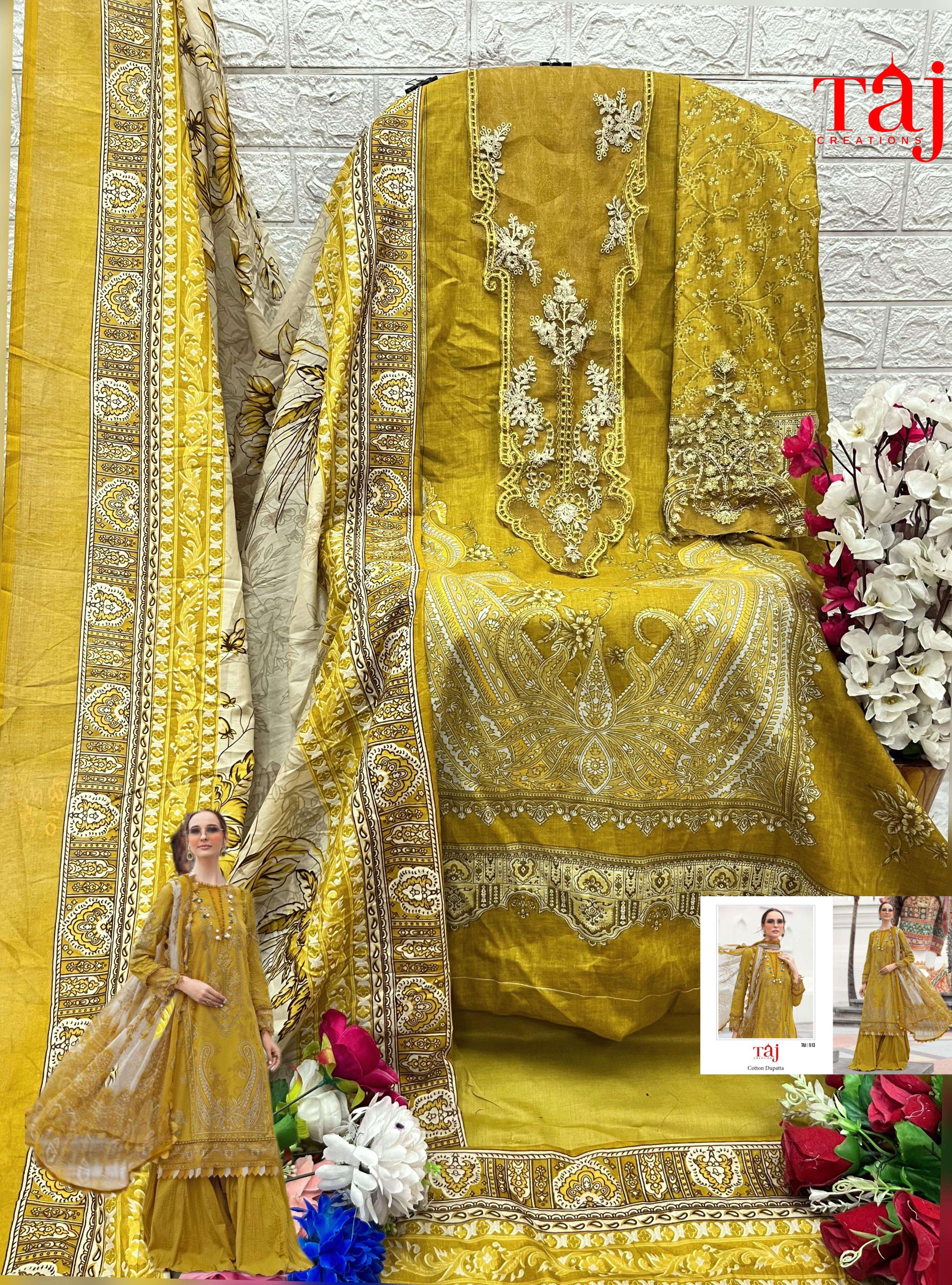 Taj 513 Cotton Dupatta Hit Salwar Kameez Wholesale catalog