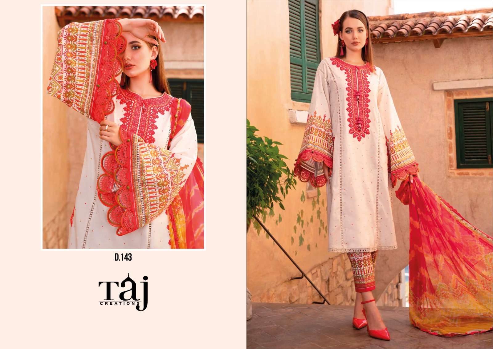 Taj Maria B M Print 143 Chiffon Dupatta Pakistani Suit Wholesale catalog
