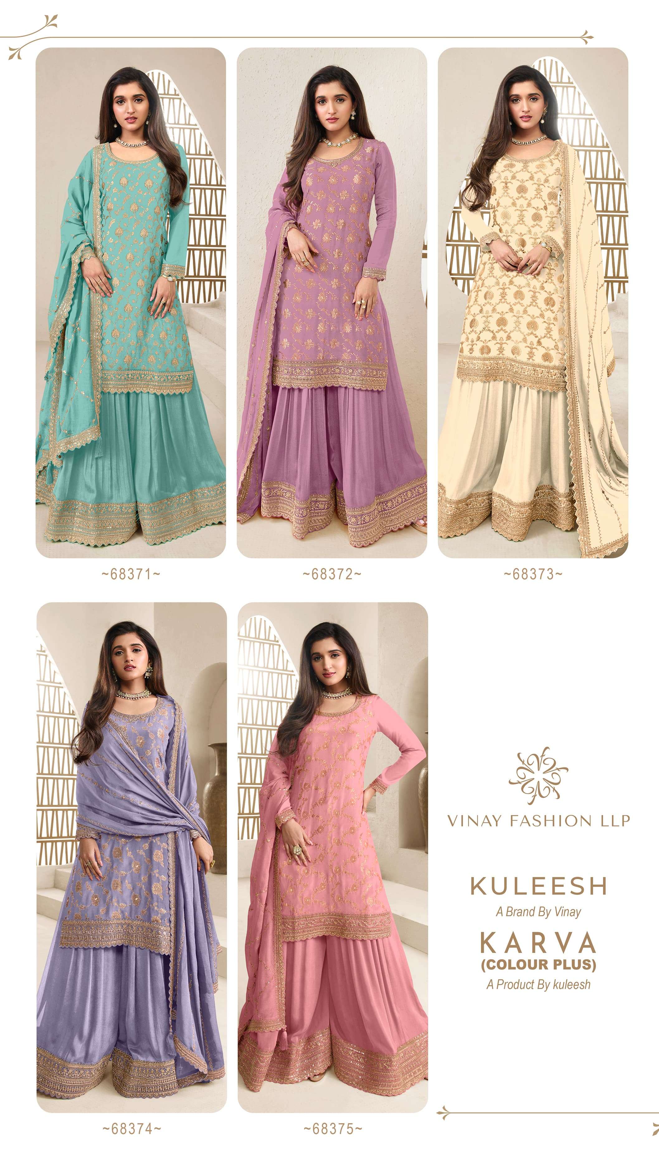 Vinay Kuleesh Karva Colour Plus Embroidered Salwar Kameez Wholesale catalog