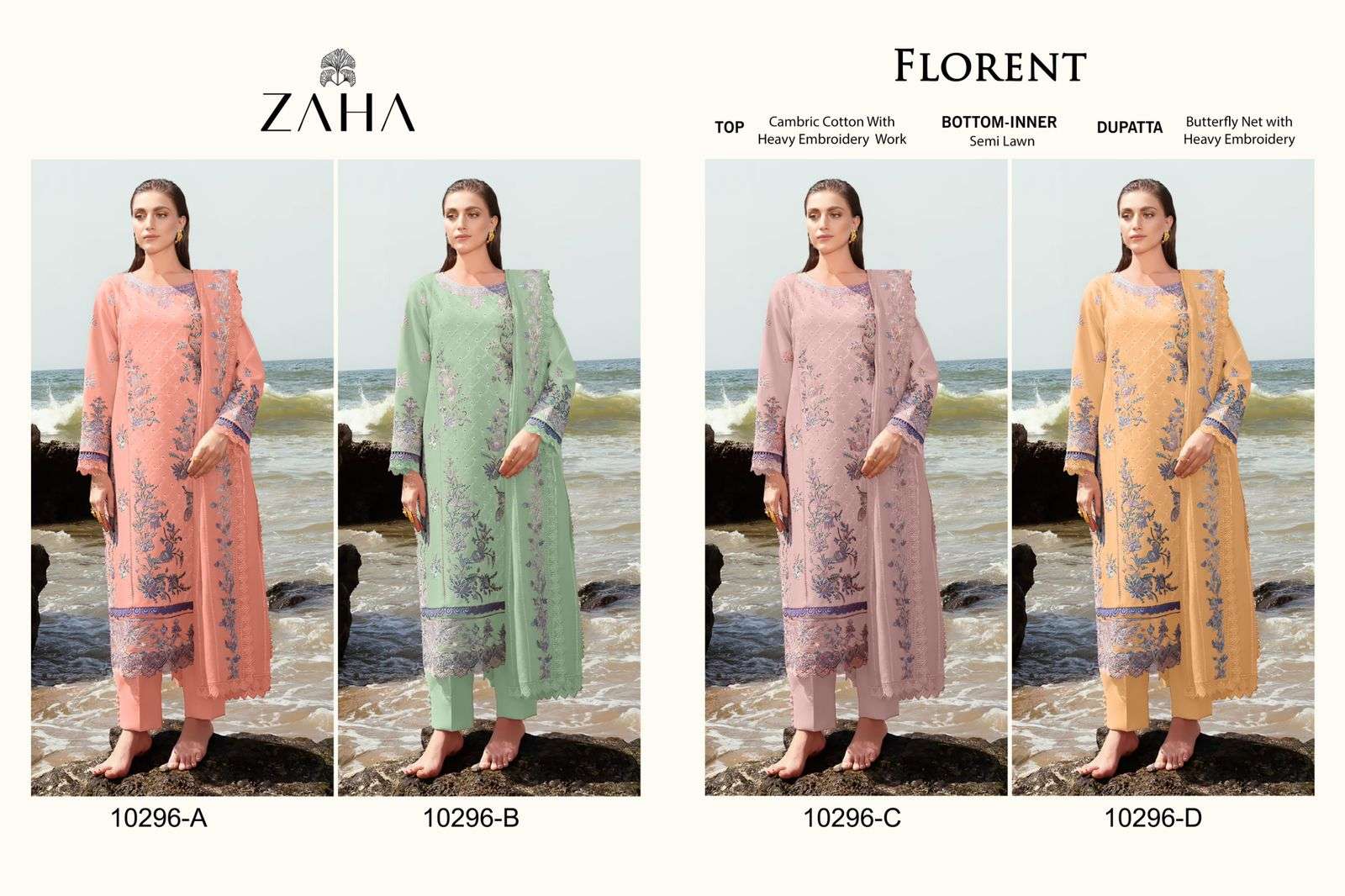 Zaha Florent 10296 A To D Hits Salwar Kameez Wholesale catalog