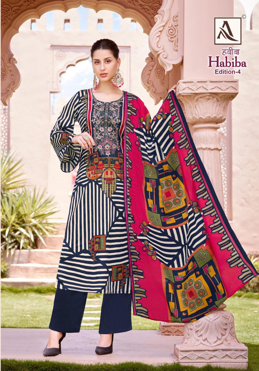 Alok Habiba Edition 4 Cotton Printed Dress Material Wholesale catalog