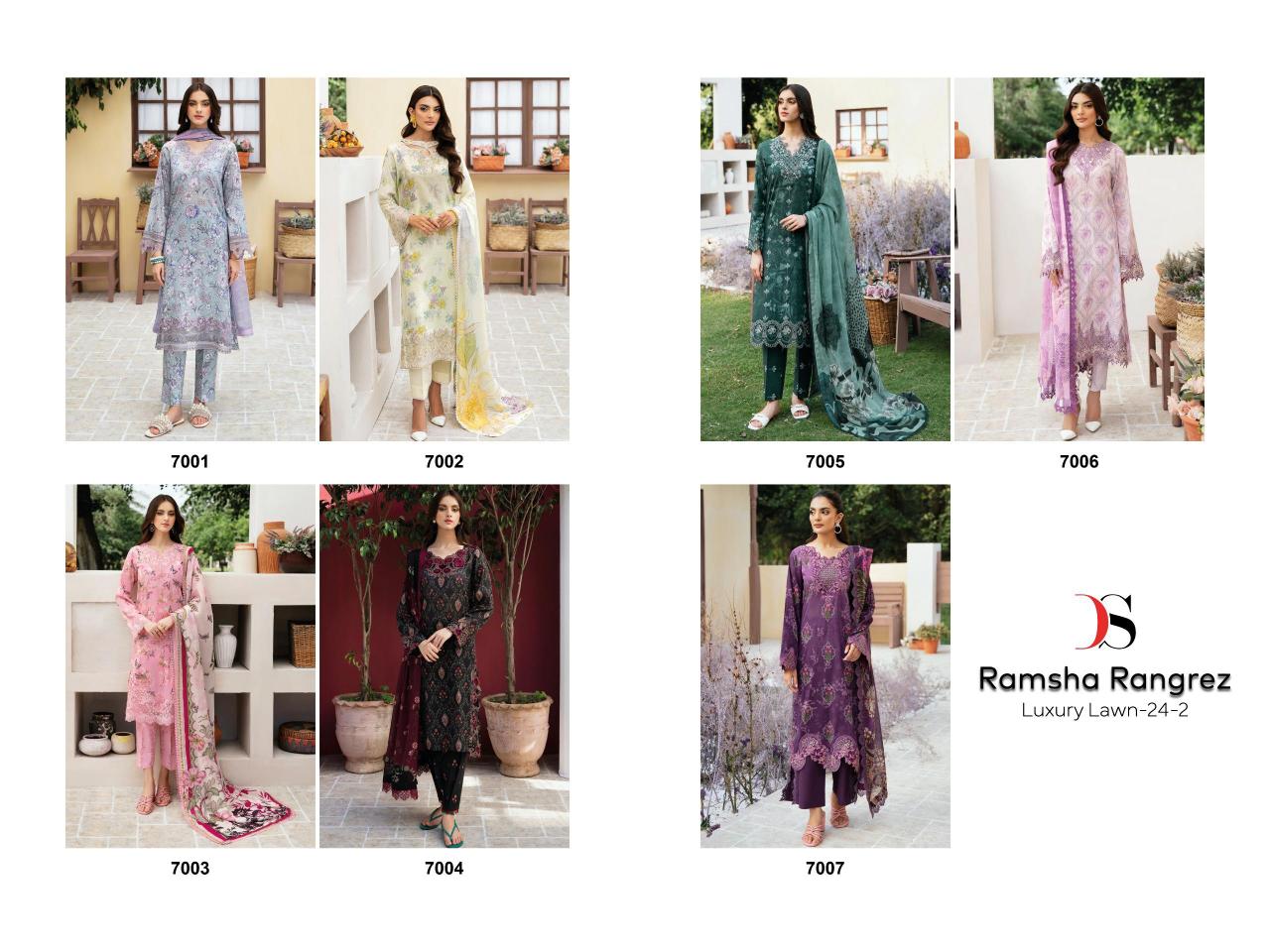 Deepsy Ramsha Rangrez Luxury Lawn 24 Vol 2 Cotton Dupatta Salwar Suit Wholesale catalog