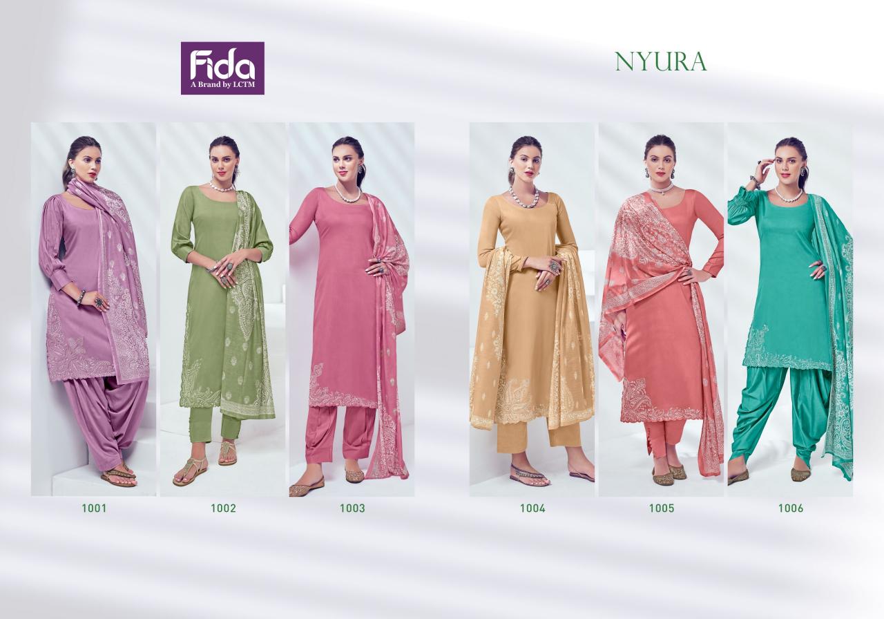 Fida Nyura Cotton Embroidered Dress Material Wholesale catalog