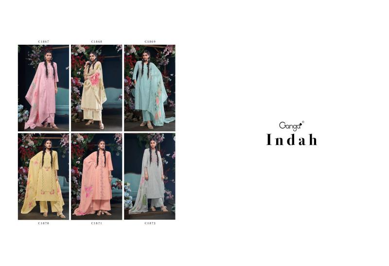 Ganga INDAH Dress Materials Wholesale catalog