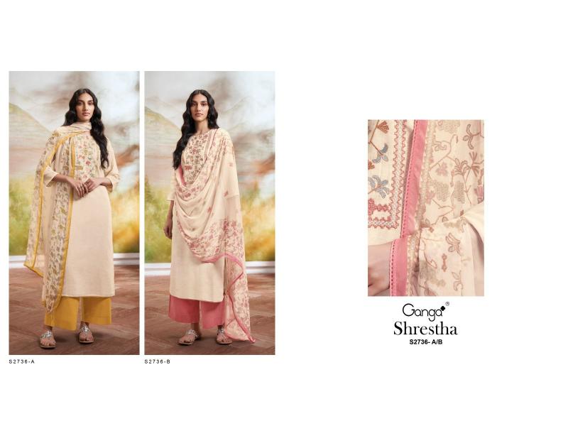 Ganga SHRESTHA 2736 Dress Materials Wholesale catalog