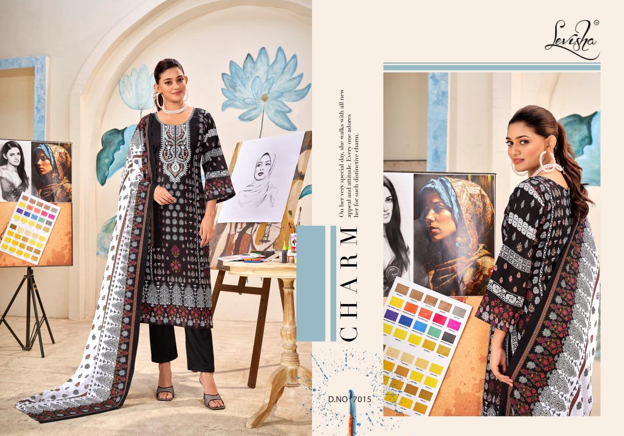 Levisha Naira Nx 7 Chiffon Dupatta Dress Material Wholesale catalog