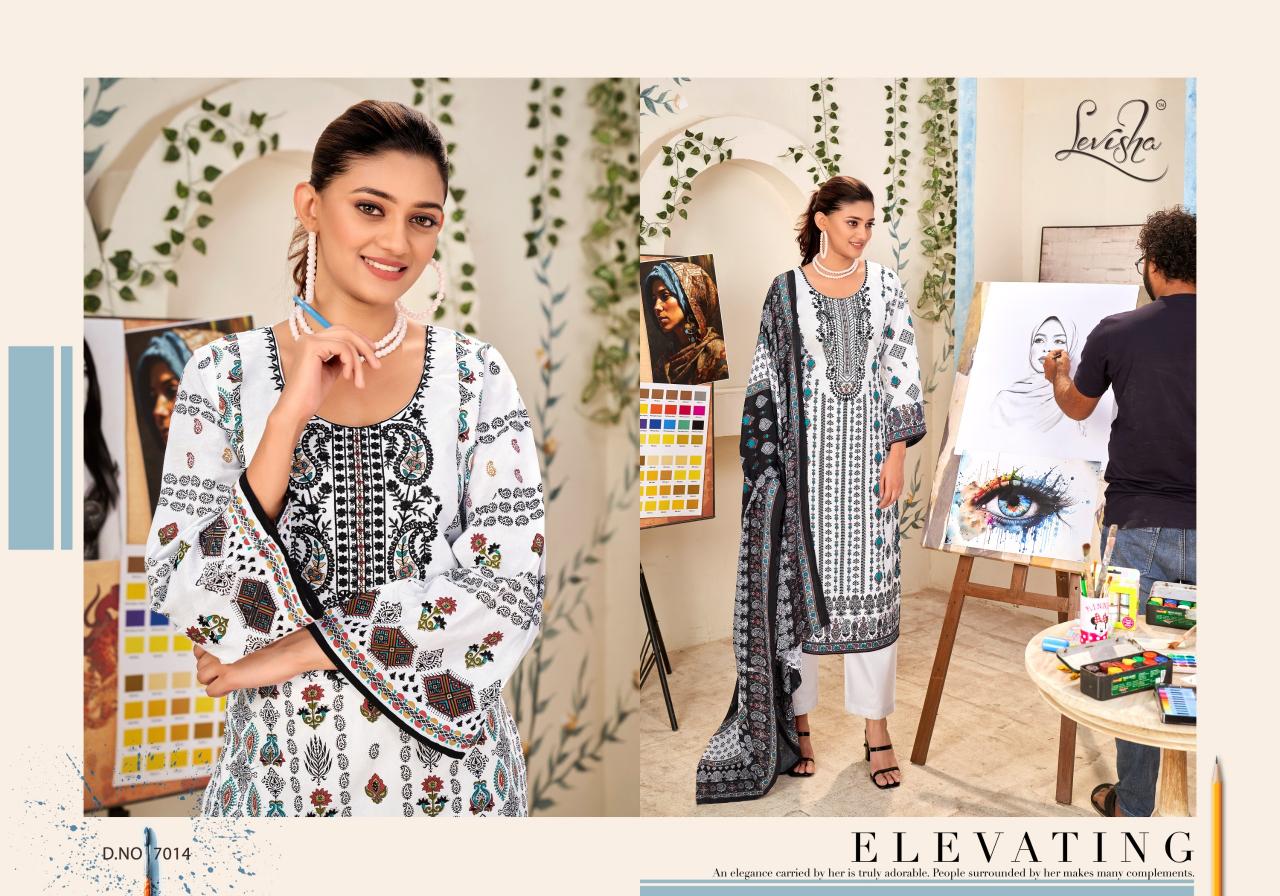 Levisha Naira Nx 7 Chiffon Dupatta Dress Material Wholesale catalog