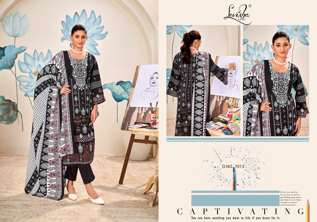 Levisha Naira Nx 7 Chiffon Dupatta Dress Material Wholesale catalog