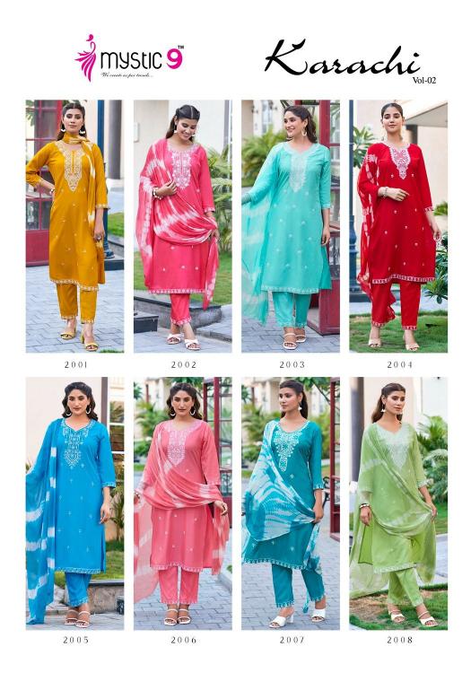 Mystic9 Karachi Vol-2 – Kurti Pant With Dupatta - Wholesale Catalog