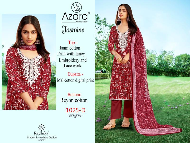 Radhika Azara Jasmine Cotton Printed Dress Material Wholesale catalog