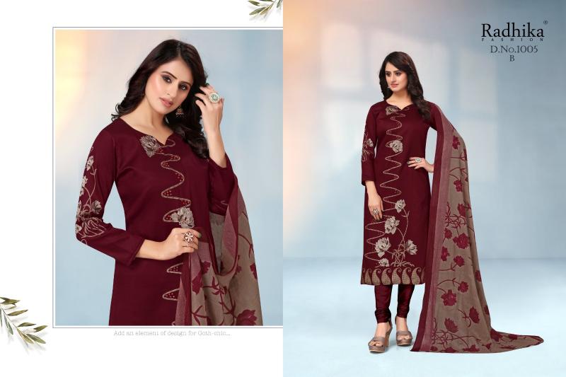 Radhika Azara jivika Cotton Printed Dress Material Wholesale catalog