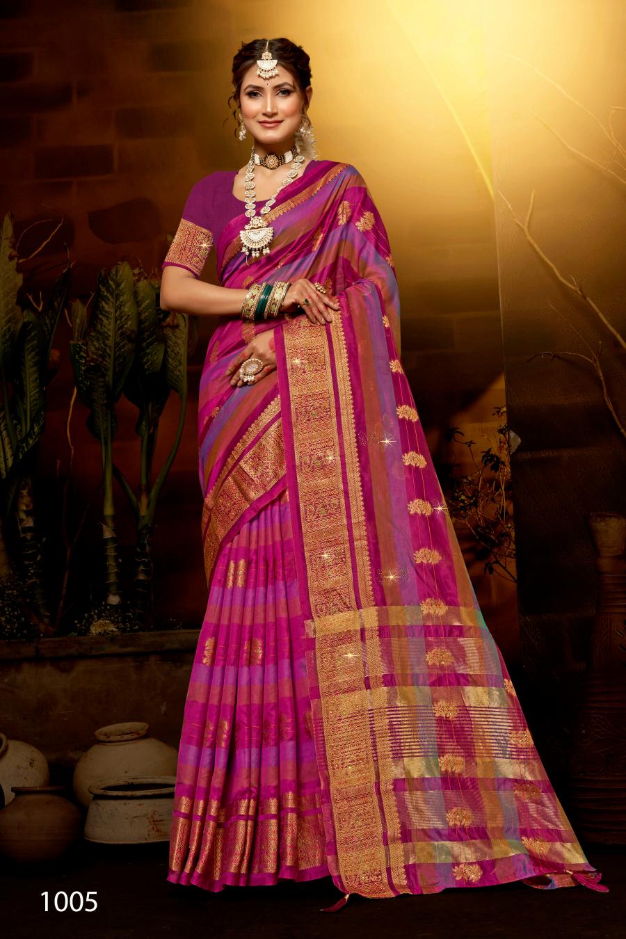 Saroj Kritika Swarovski vol.6 Organza silk saree with swarovski Wholesale catalog    