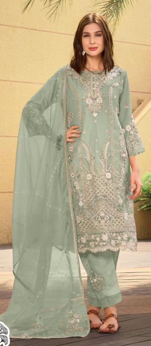 Zaha 10340 A To D Organza Pakistani Suits Wholesale catalog