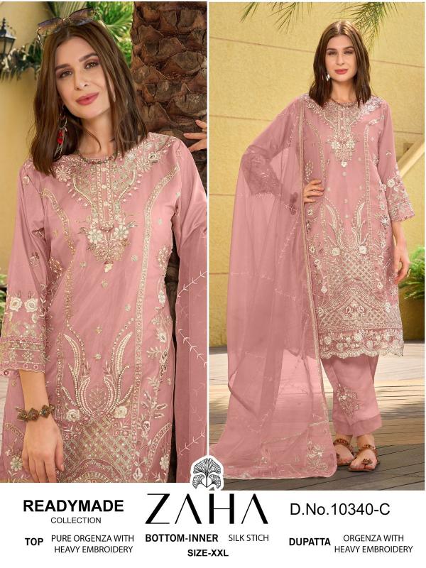 Zaha 10340 A To D Organza Pakistani Suits Wholesale catalog