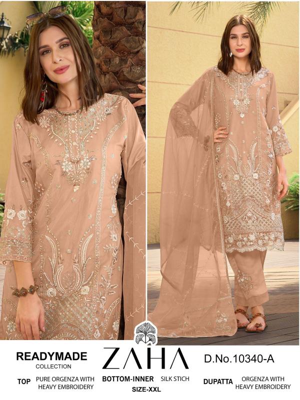 Zaha 10340 A To D Organza Pakistani Suits Wholesale catalog