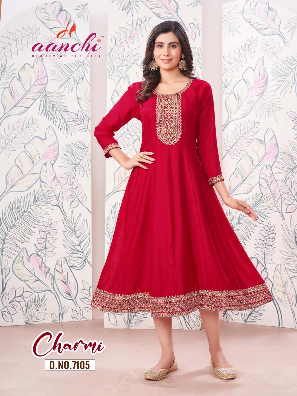 Aanchi Charmi Vichitra Embroidered Kurti wholesale catalog