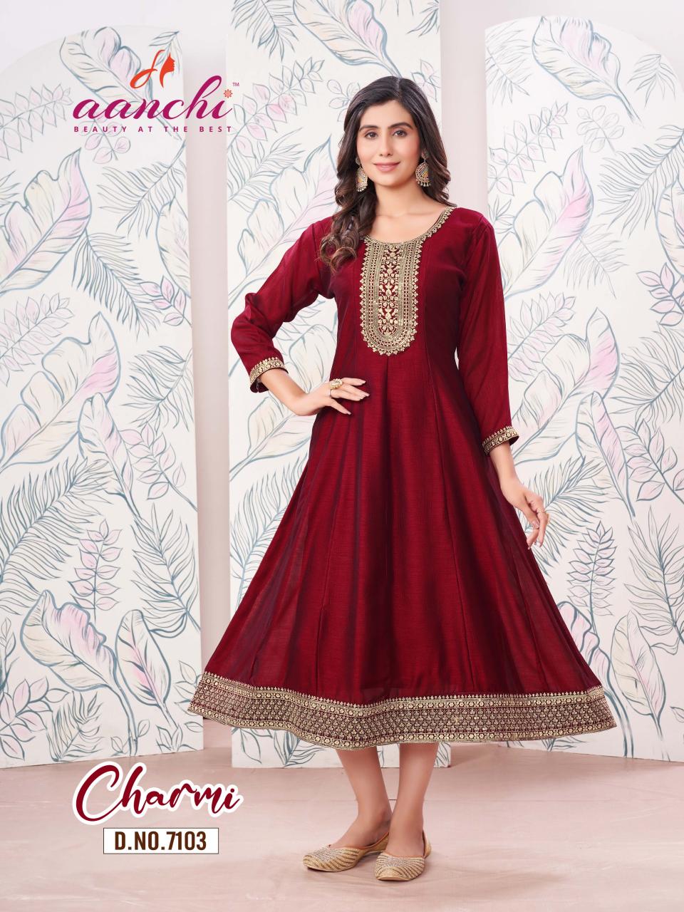 Aanchi Charmi Vichitra Embroidered Kurti wholesale catalog