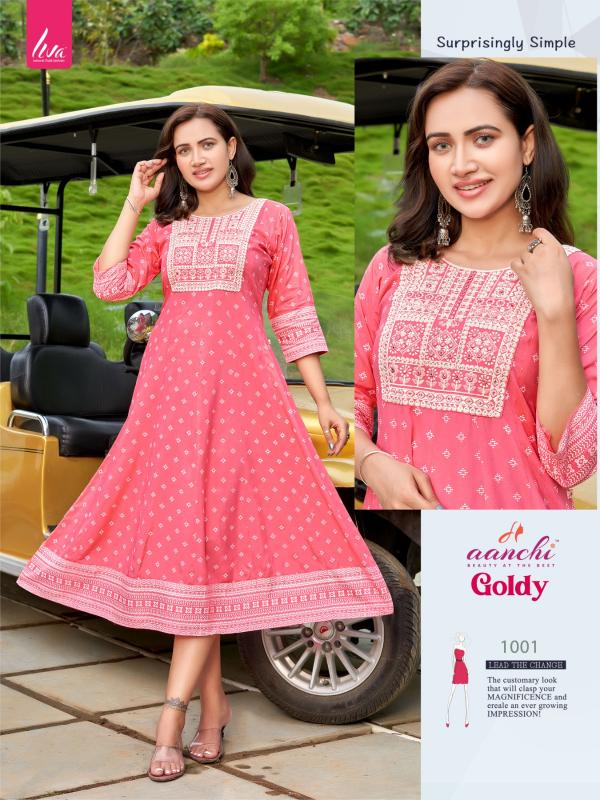 Aanchi Kurtis GOLDY LIVA REYON wholesale catalog