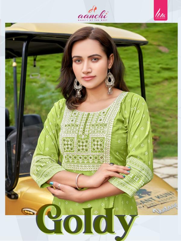 Aanchi Kurtis GOLDY LIVA REYON wholesale catalog