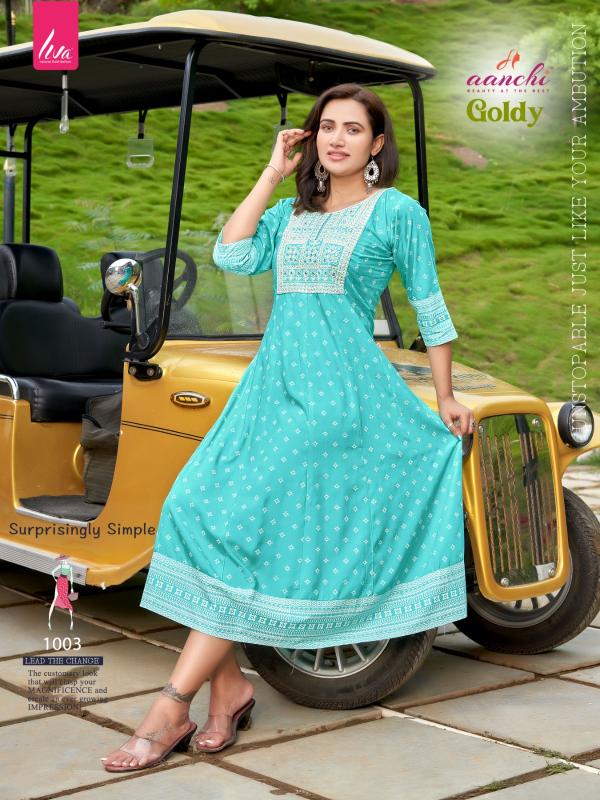 Aanchi Kurtis GOLDY LIVA REYON wholesale catalog