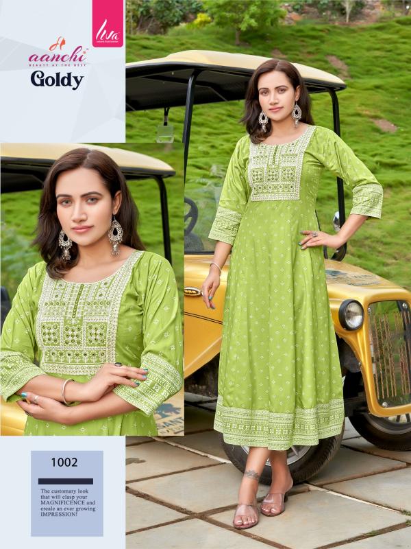 Aanchi Kurtis GOLDY LIVA REYON wholesale catalog