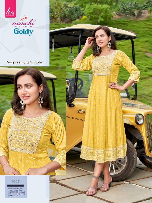 Aanchi Kurtis GOLDY LIVA REYON wholesale catalog