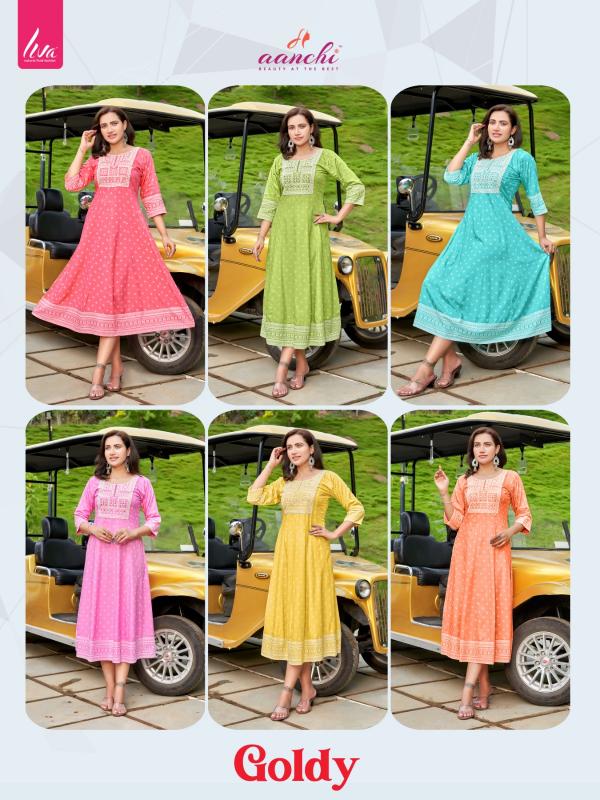 Aanchi Kurtis GOLDY LIVA REYON wholesale catalog