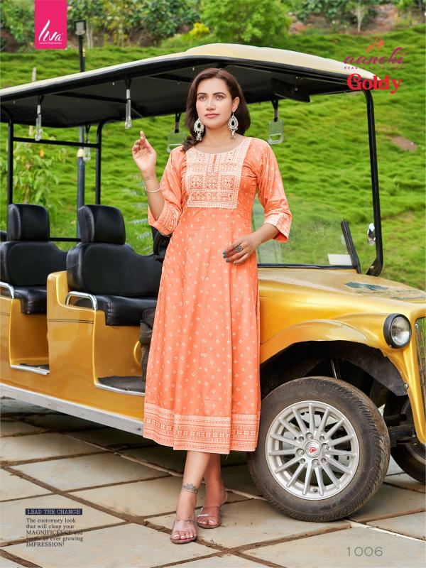 Aanchi Kurtis GOLDY LIVA REYON wholesale catalog