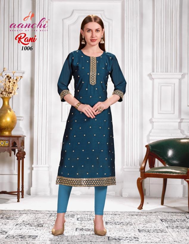 Aanchi Rani Vichitra Fancy Embroidered Kurti  wholesale catalog