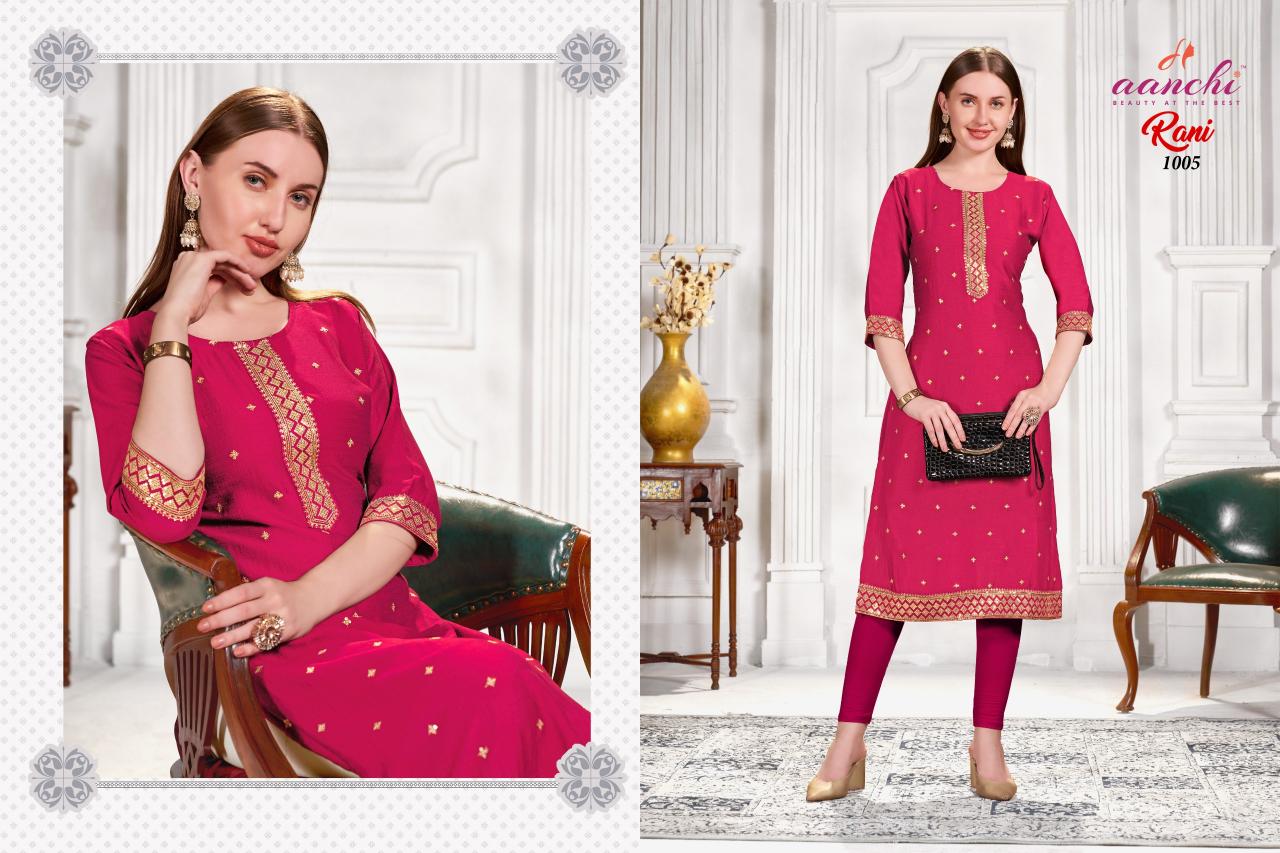 Aanchi Rani Vichitra Fancy Embroidered Kurti  wholesale catalog