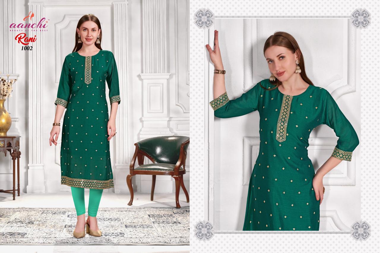 Aanchi Rani Vichitra Fancy Embroidered Kurti  wholesale catalog