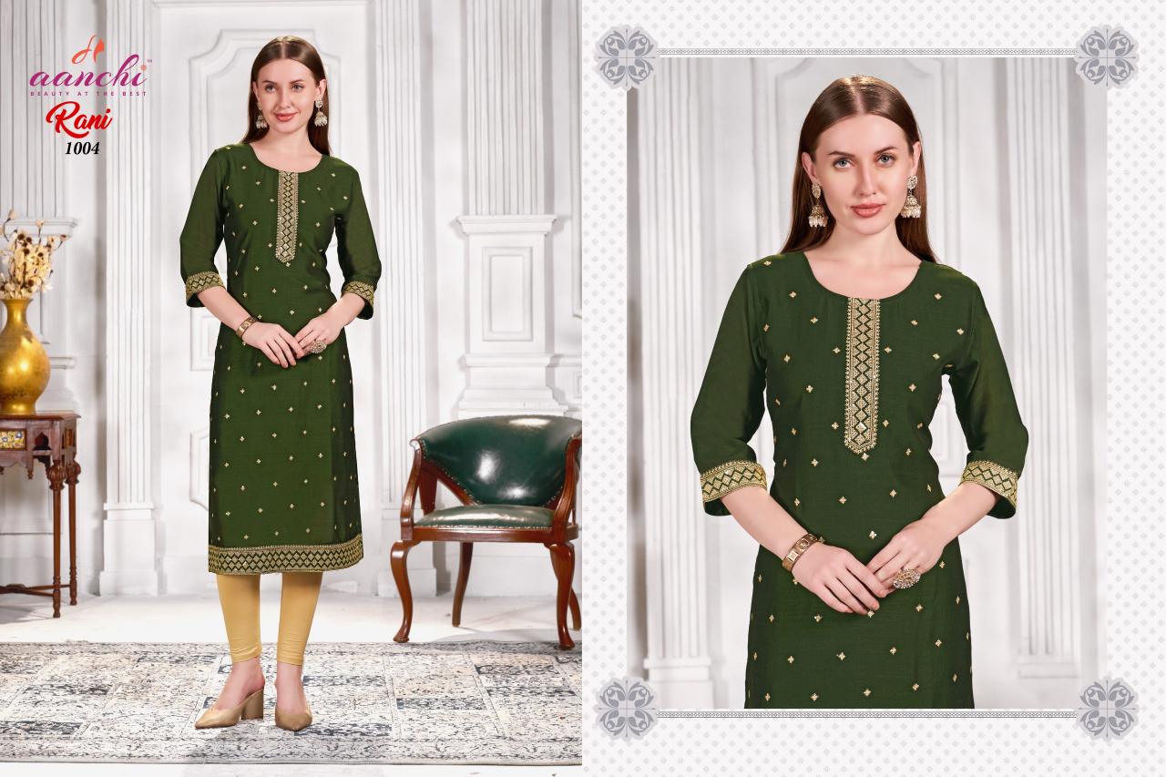 Aanchi Rani Vichitra Fancy Embroidered Kurti  wholesale catalog