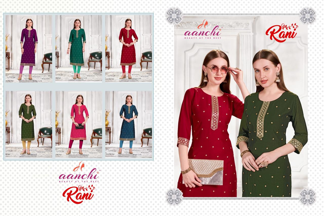 Aanchi Rani Vichitra Fancy Embroidered Kurti  wholesale catalog