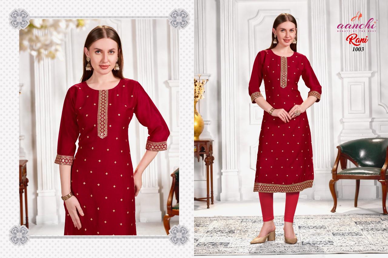 Aanchi Rani Vichitra Fancy Embroidered Kurti  wholesale catalog