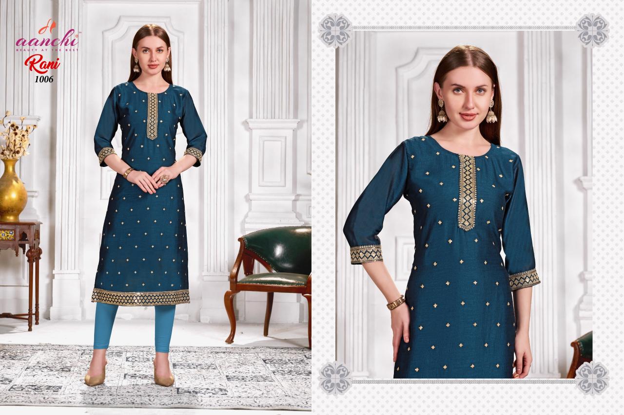 Aanchi Rani Vichitra Fancy Embroidered Kurti  wholesale catalog