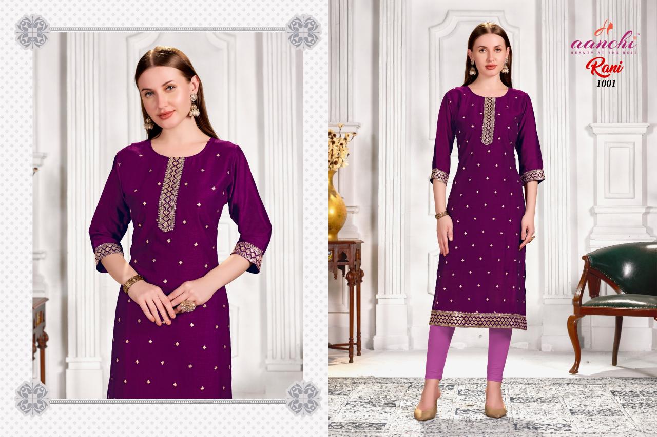 Aanchi Rani Vichitra Fancy Embroidered Kurti  wholesale catalog