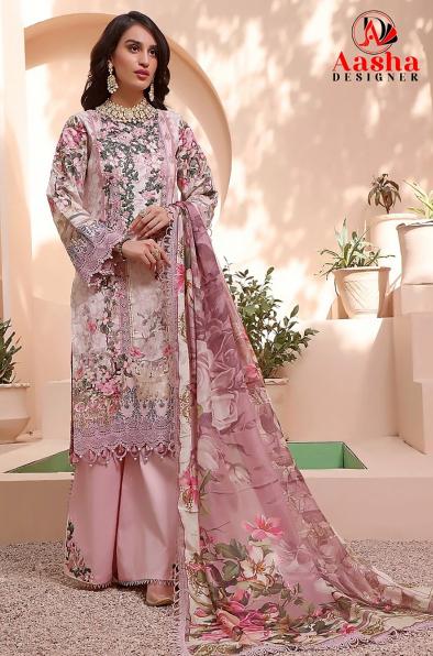 Aasha 1004 A And B Chiffon Dupatta Pakistani Suit wholesale catalog